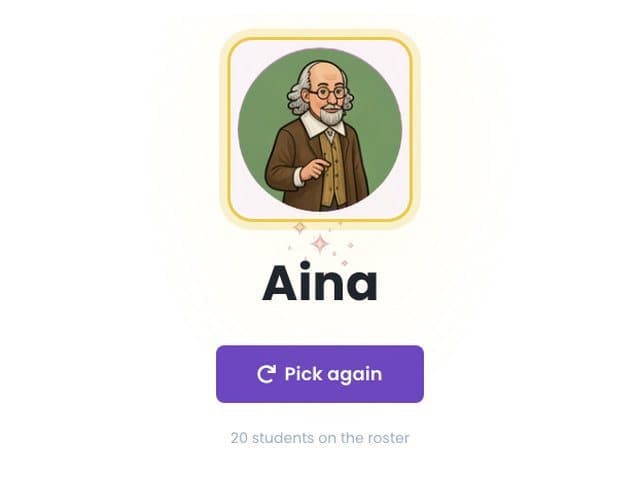 Name Picker choosing a student