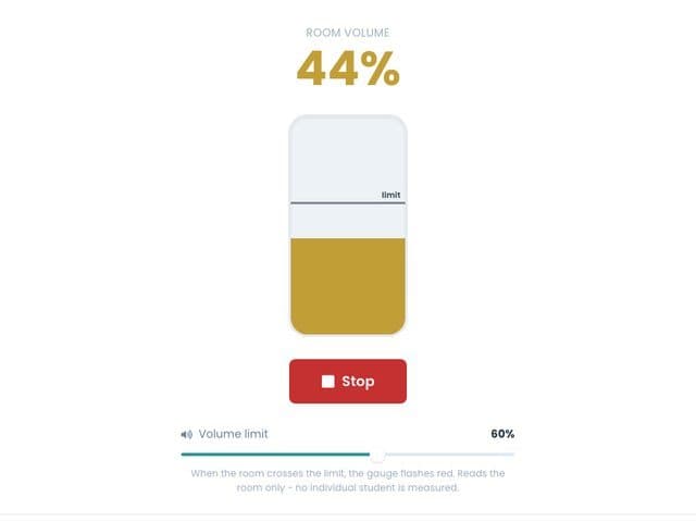 The Noise Meter showing how loud the room is