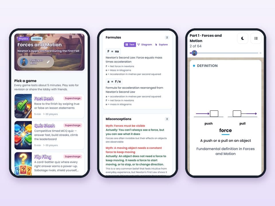Student View on students' phones: games, notes and slides